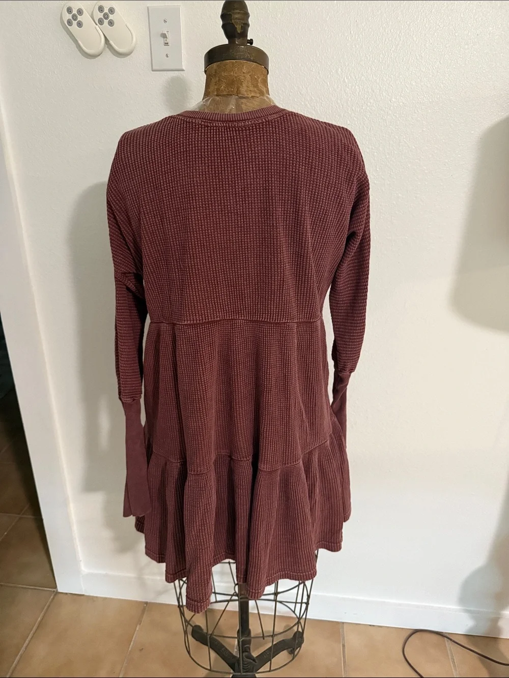 Free People Wine Jolene Oversized Long Sleeve Dress Size M